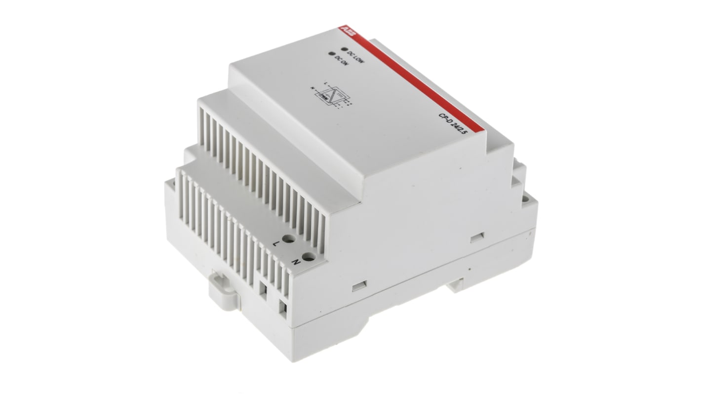Zasilacz szyny DIN U wy 24V dc I wy 2.5A U we 90 → 264 V ac / 120 → 370V dc ABB 60W impulsowy