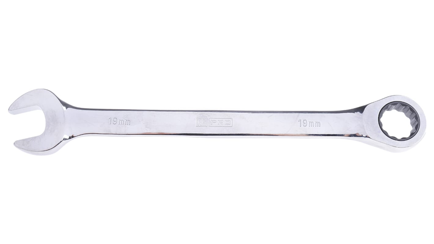 RS PRO Combination Ratchet Spanner, 19mm, Metric, Double Ended