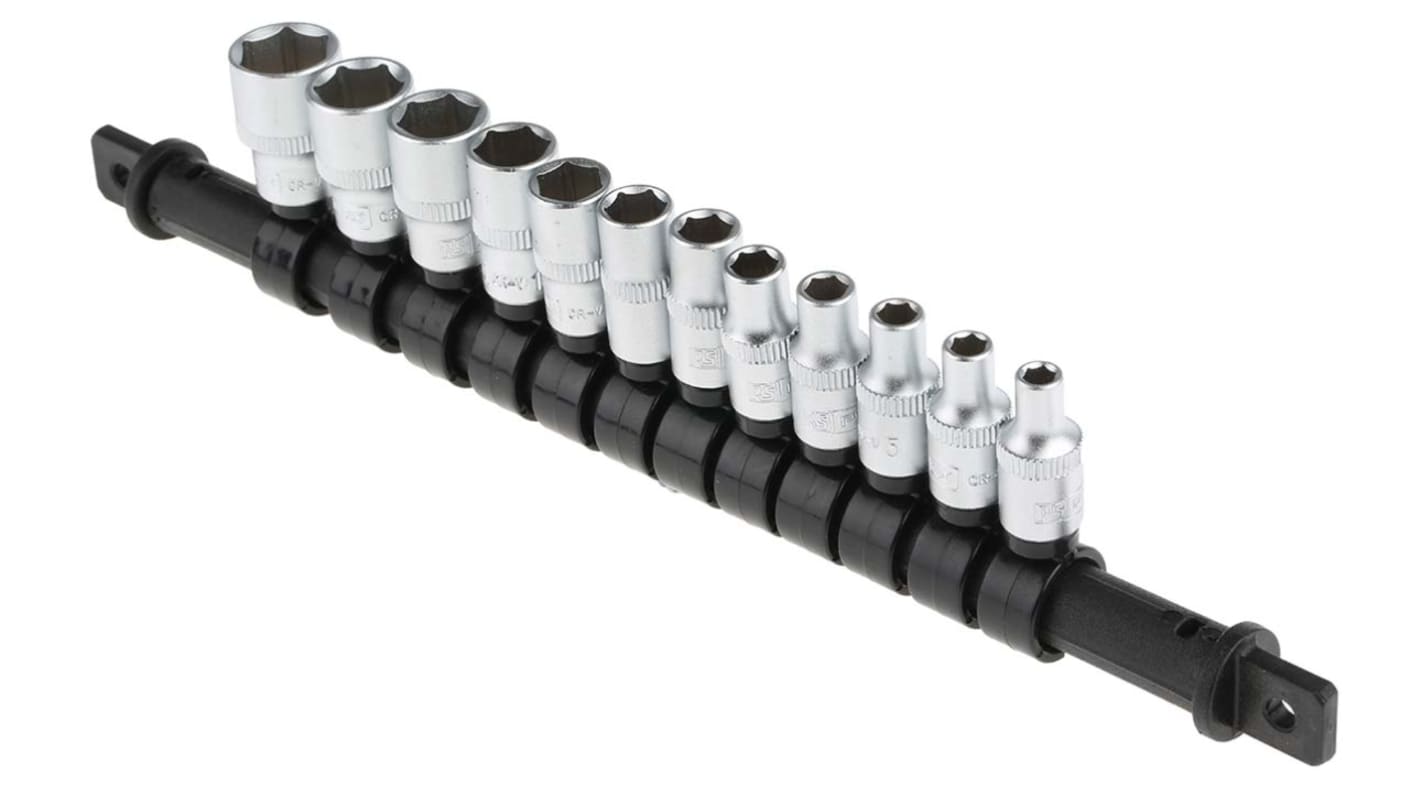 RS PRO 12-Piece Metric 1/4 in Standard Socket Set , 6 point