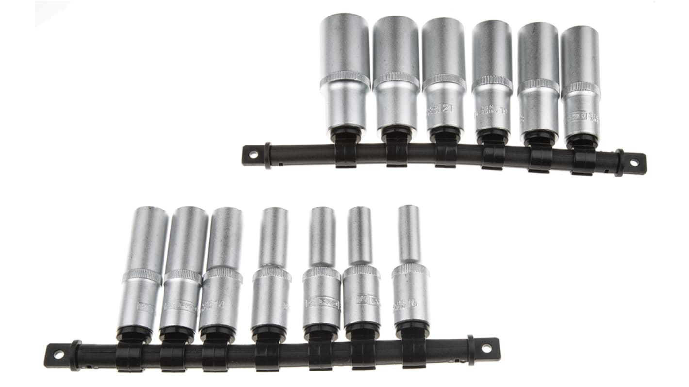 RS PRO 13-Piece Metric 1/2 in Deep Socket Set, 6 point