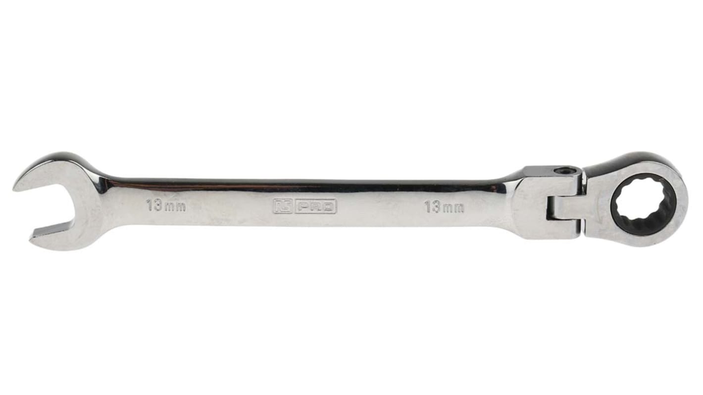 Chiave combinata a cricchetto RS PRO, bocca poligonale 13mm, in Acciaio al cromo vanadio