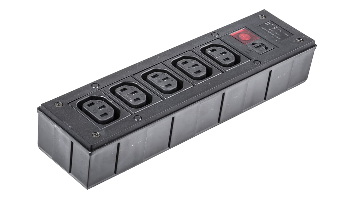 Bulgin IEC C13 5 Gang Power Distribution Unit, Filtered, 250 V ac, Fused