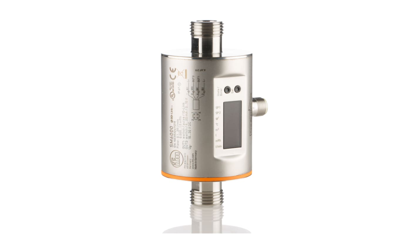 ifm electronic Durchflussregler, 19 → 30 V dc 0,1 → 25 l/min, PNP Ausgang, M12-Anschluss