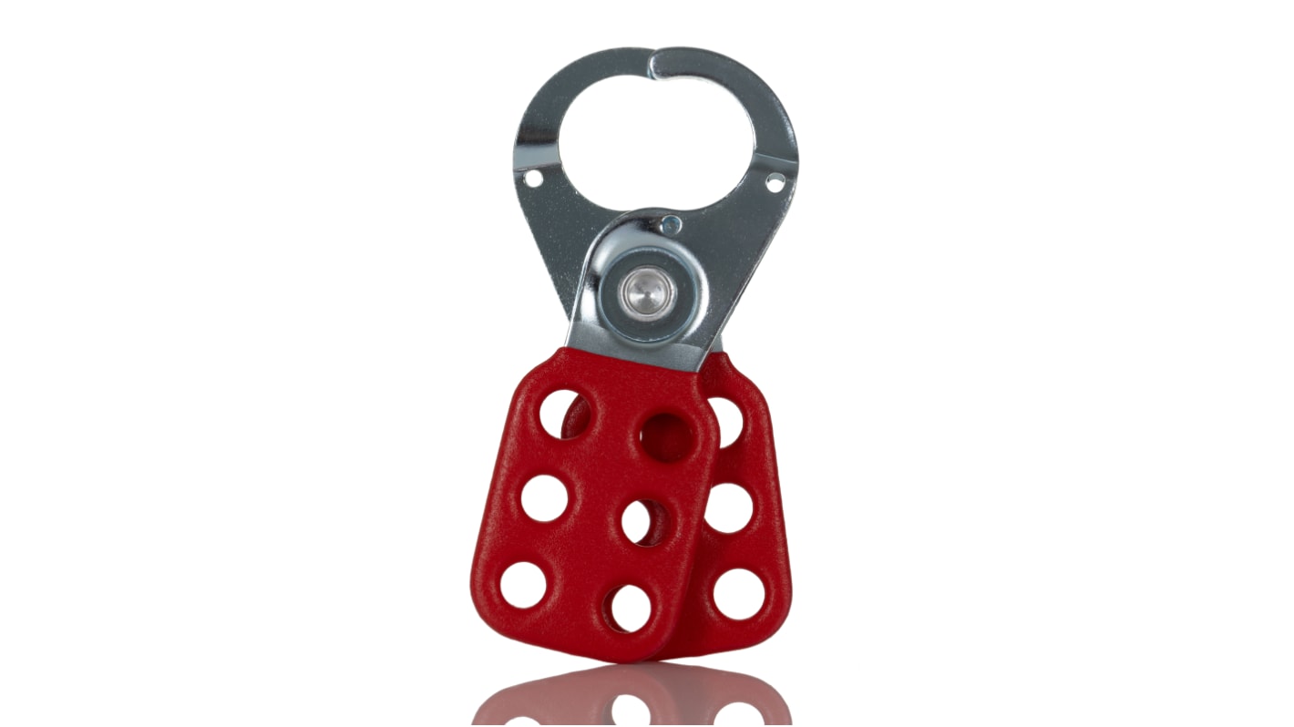 RS PRO Red 6-Lock Steel Hasp Lockout, 25mm Shackle, 25mm Attachment