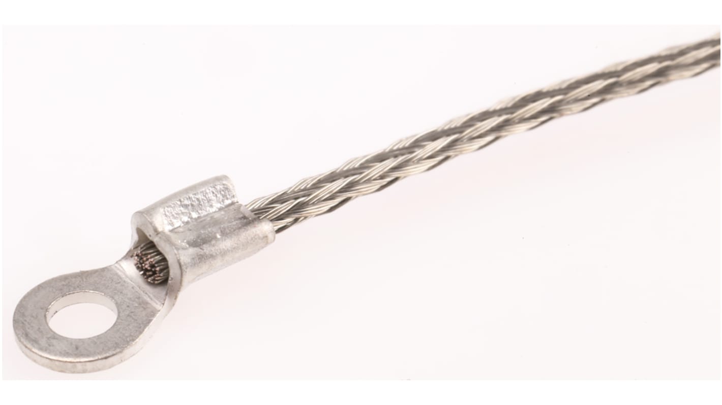 RS PRO 1.13 mm²铜编织带, 0.2m长, M3.5螺栓, 15659 Ω/km镀锡铜导体