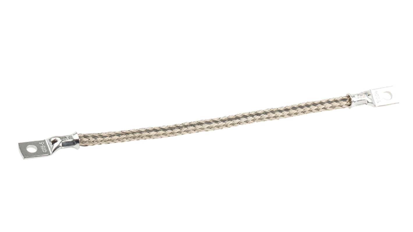 RS PRO 10.05 mm²铜编织带, 0.2m长, M5螺栓, 1762 Ω/km镀锡铜导体