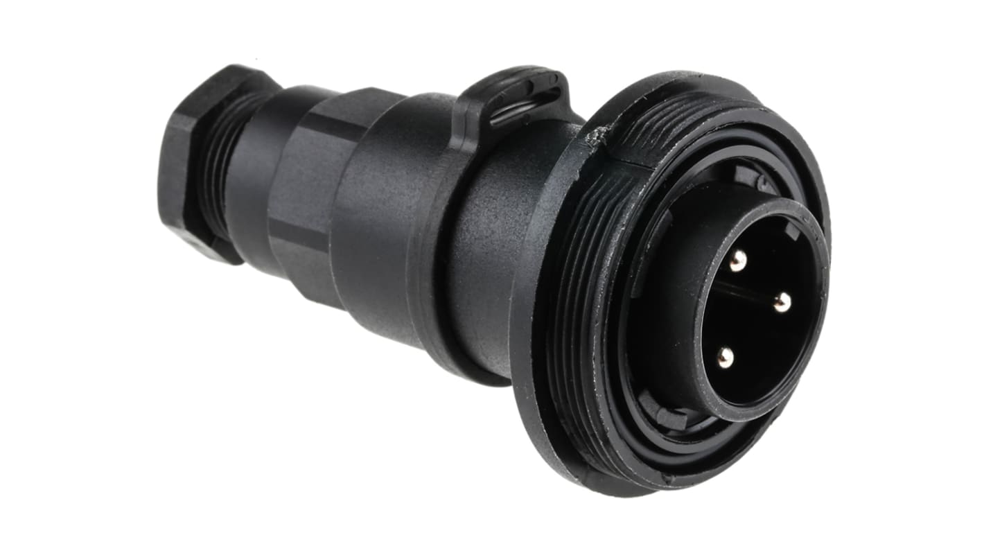 Bulgin Circular Connector, 3 Contacts, In-line, Plug, Male, IP68, Standard Buccaneer Series