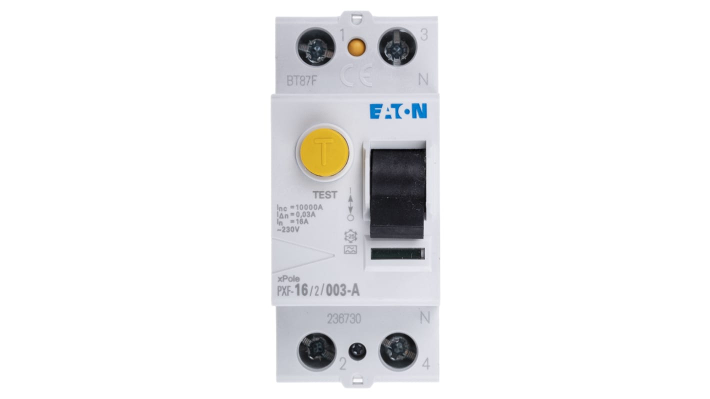 Eaton PXF-A RCCB, 16A, 1P+N Pole, 30mA, Type A, 230V ac