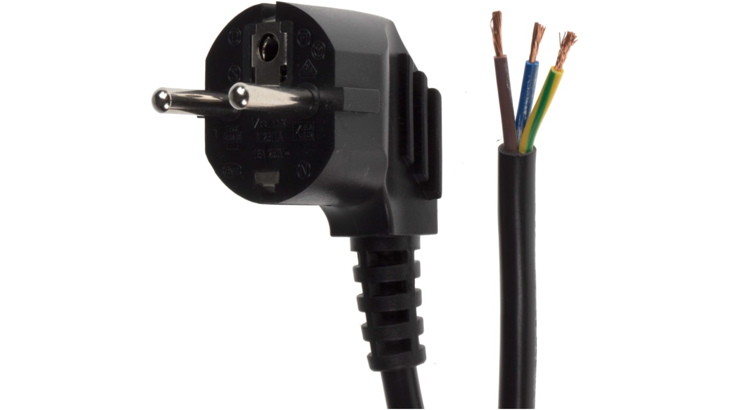 RS PRO Unterminated Type F German Plug Power Cord, 3m