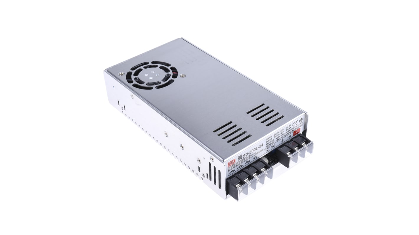 MEAN WELL DC-DC Converter, 24V dc/ 21A Output, 19 → 72 V dc Input, 500W, Rack Mount, +60°C Max Temp -20°C Min