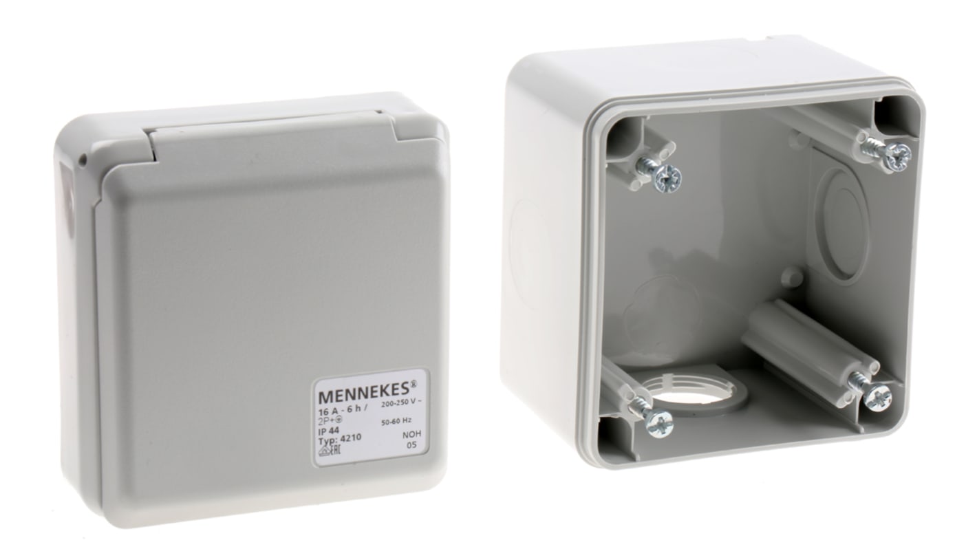 MENNEKES Buchse Grau 3P, 230 V / 16A, Wandmontage IP44