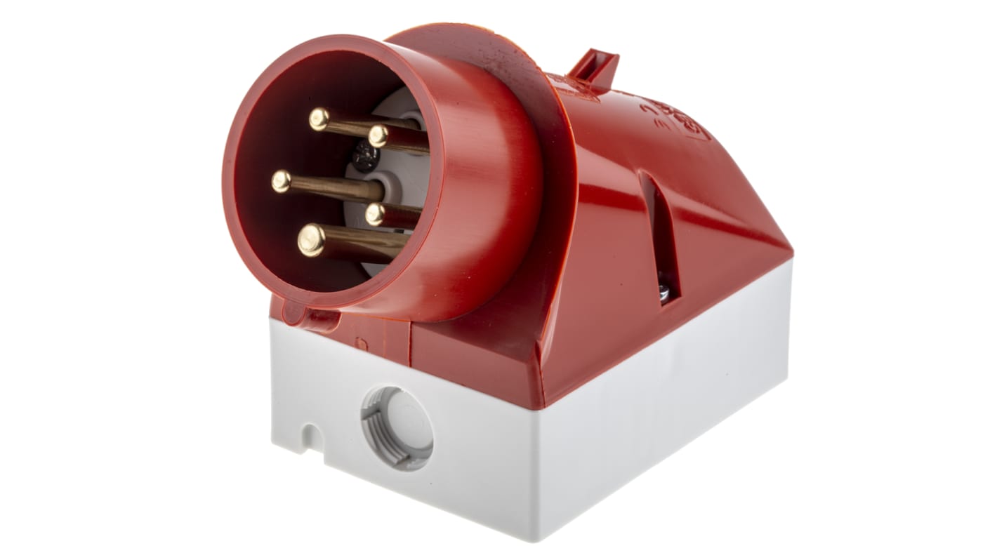 MENNEKES IP44 Red Wall Mount 3P + N + E 25 ° Industrial Power Plug, Rated At 16A, 400 V