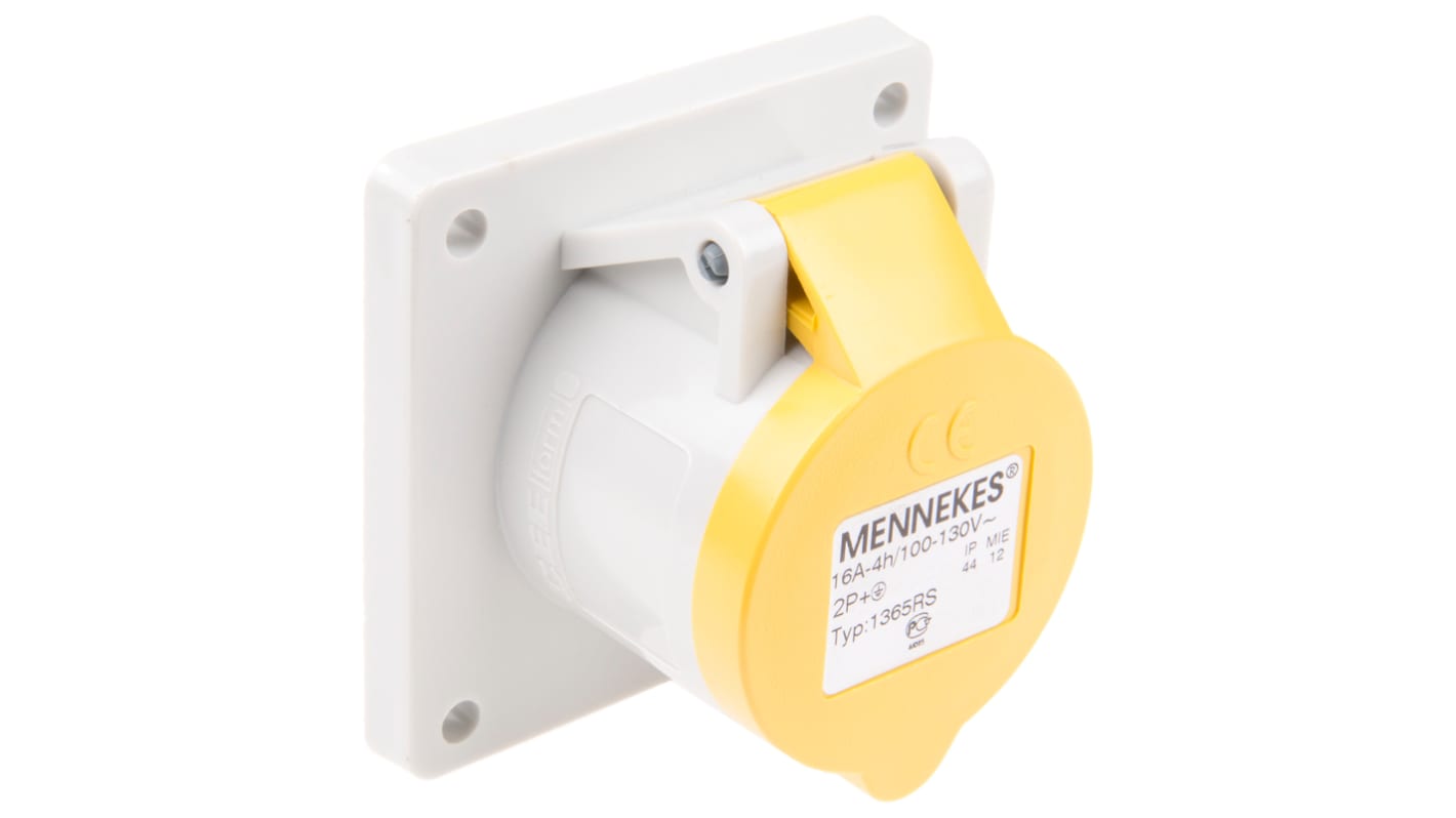 MENNEKES Leistungssteckverbinder Buchse Gelb 3P, 110 V / 16A, Tafelmontage IP44