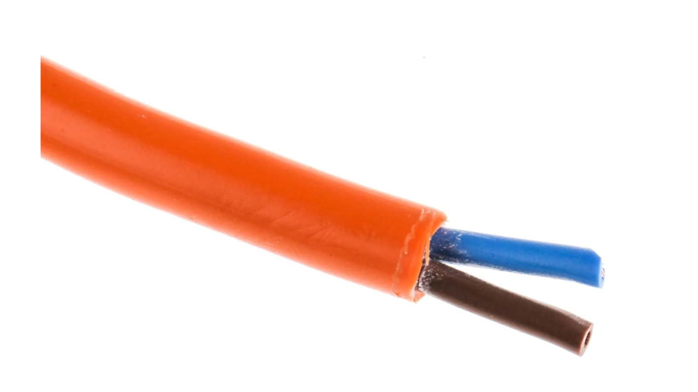 RS PRO 2 Core Power Cable, 0.75 mm², 100m, Orange PVC Sheath, 3182Y, 6 A, 500 V