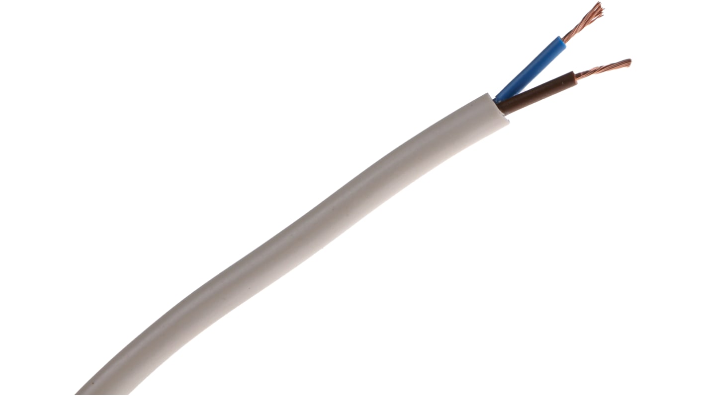 RS PRO 2 Core, 0.5 mm², White PVC Sheath, 100m, 2182Y, 3 A, 300 V