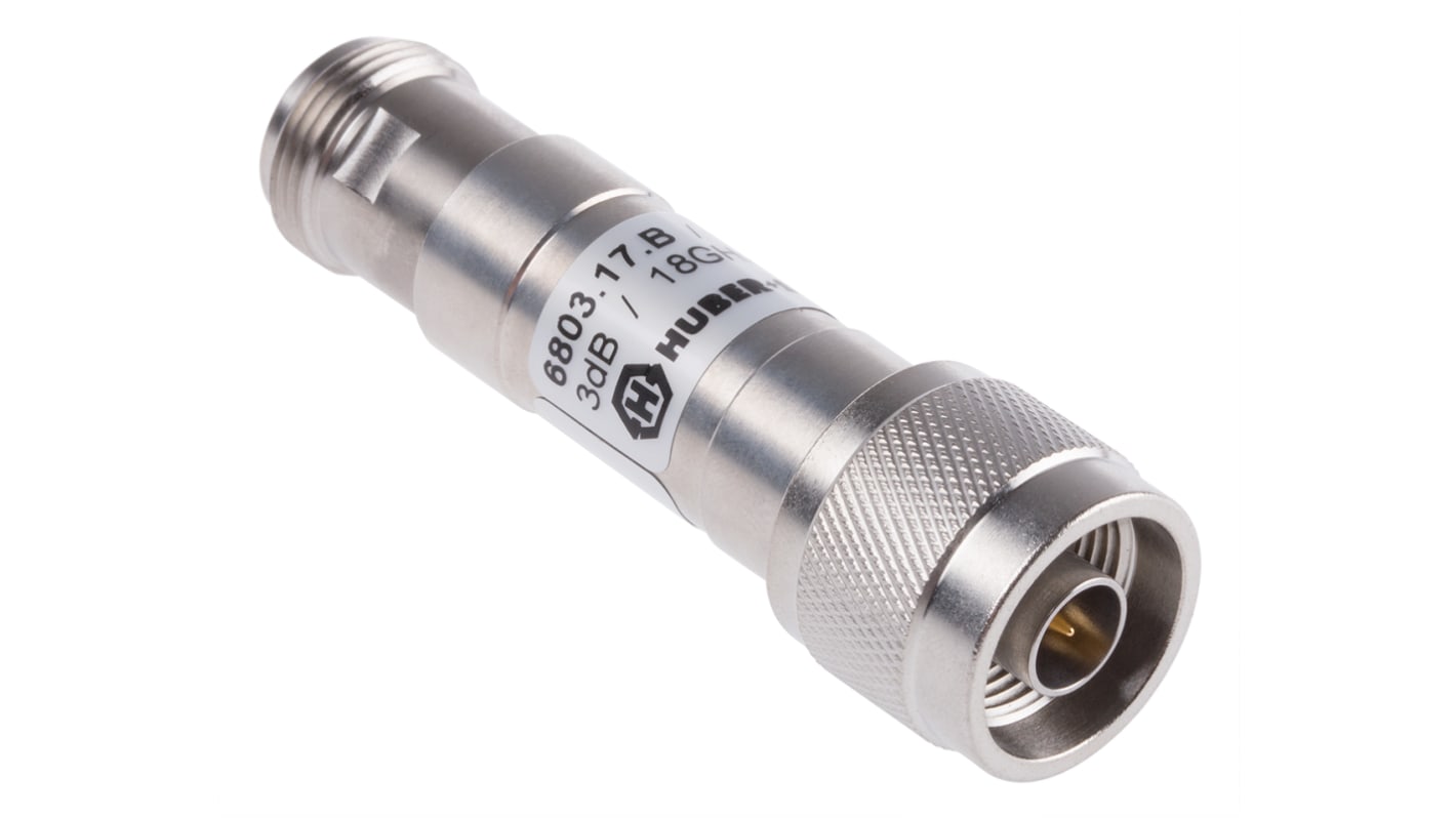 Huber+Suhner 50Ω RF Attenuator N Connector N Plug to N Socket 0.8 dB, 3 dB, Operating Frequency 18GHz