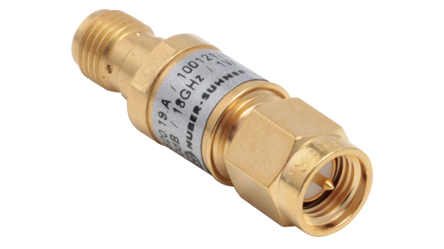 Huber+Suhner 50Ω RF Attenuator SMA Plug to Socket 20dB, Operating Frequency DC → 18GHz