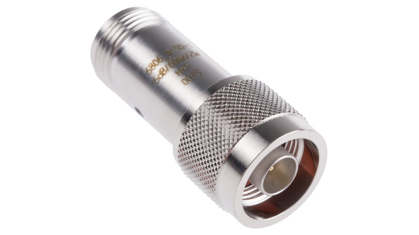 Huber+Suhner HF Dämpfungsglied, N Stecker - N Buchse, 6dB, 50Ω, 6GHz, Abgewinkelt