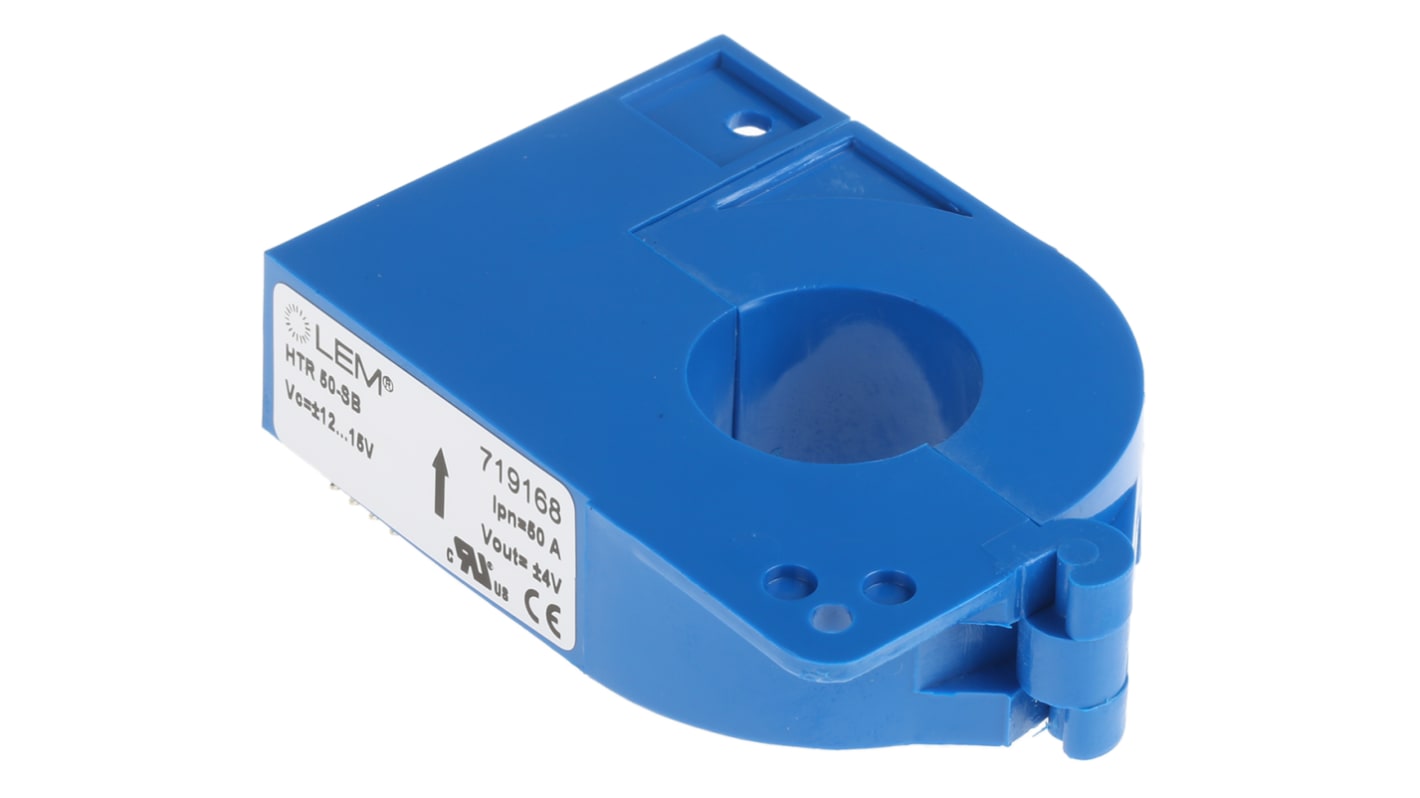 LEM 电流互感器, 开路传感器, 50A输入, 电流比100:1, 12 → 15 V电源, 母线，面板安装, 21mm孔, HTR系列