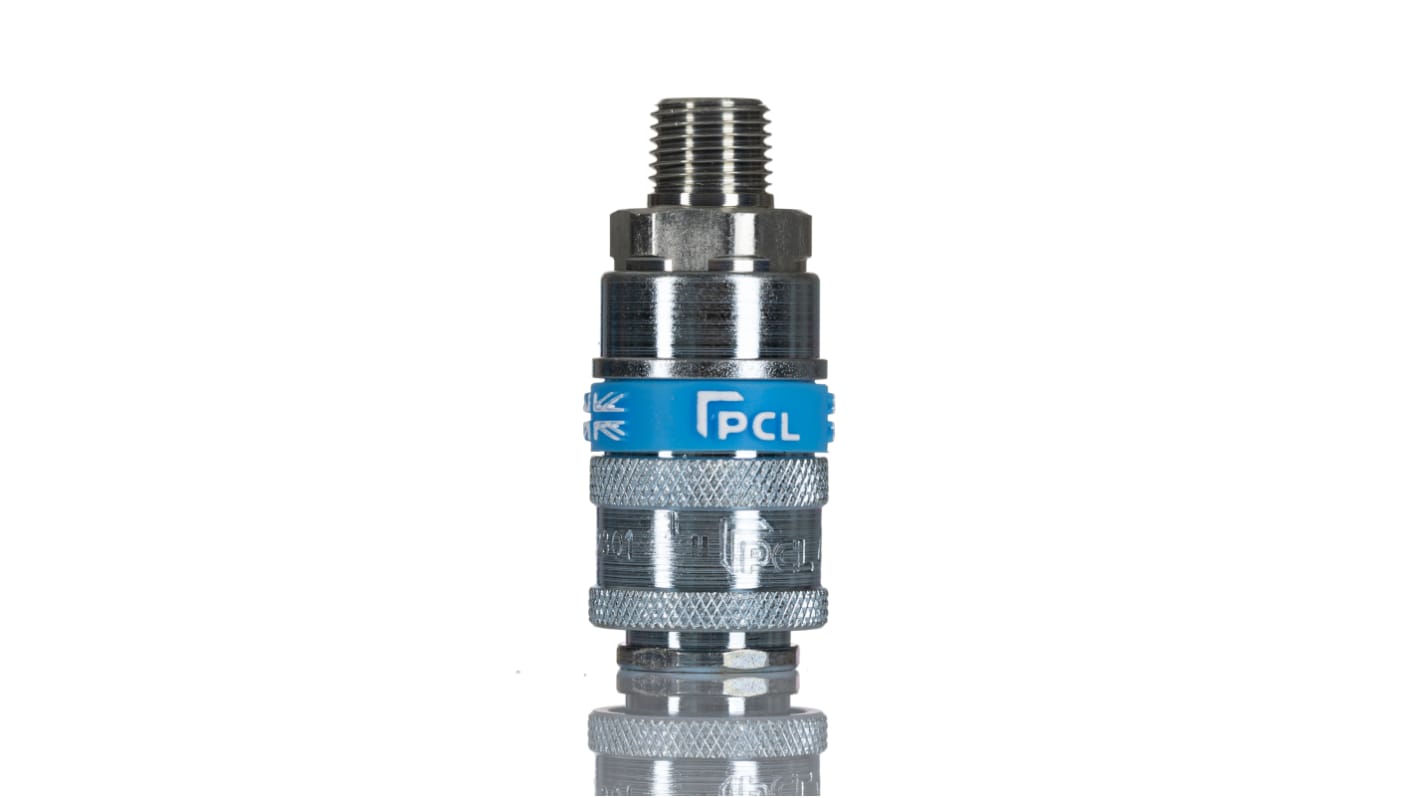 PCL Steel Female Pneumatic Quick Connect Coupling, R 1/4 Male Threaded