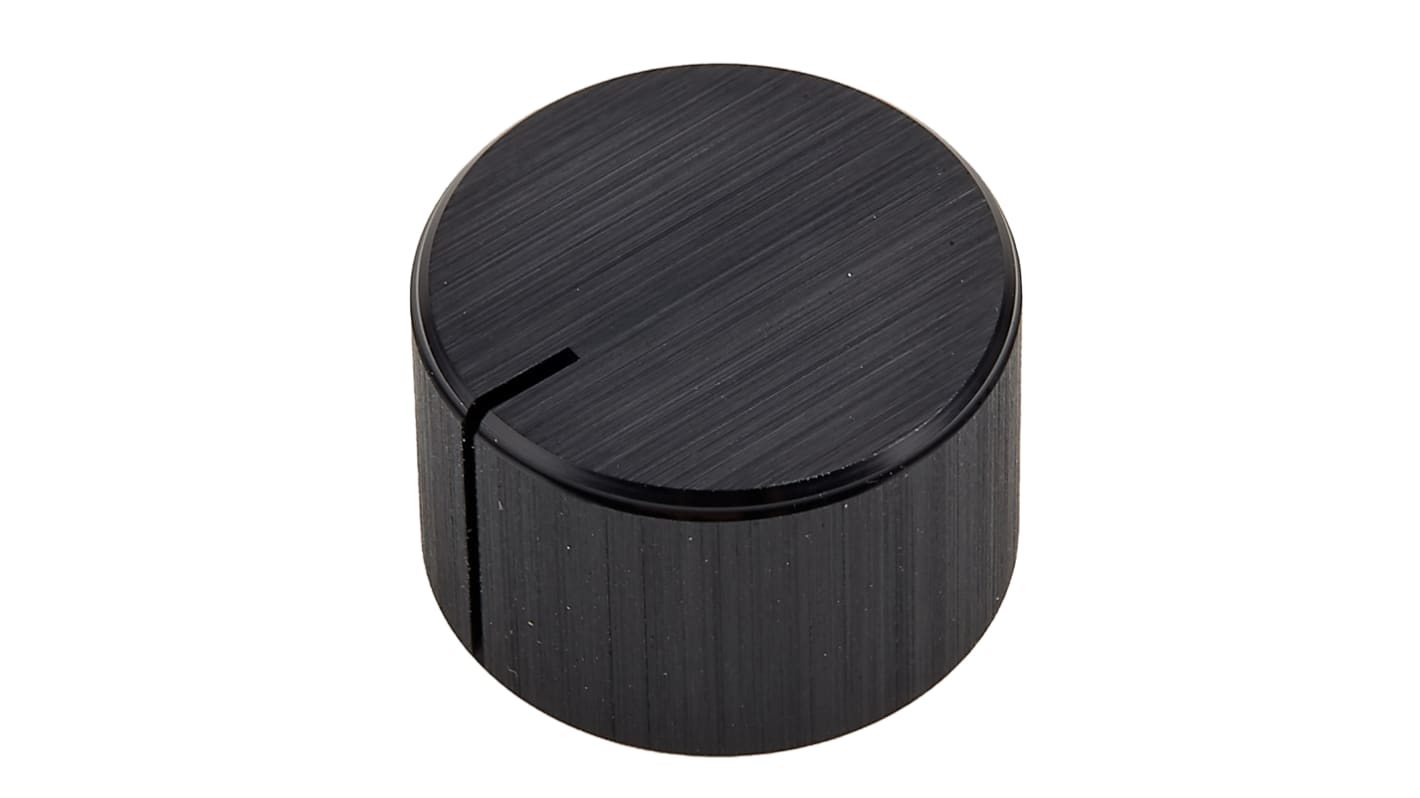 RS PRO 22mm Black Potentiometer Knob for 6.4mm Shaft Splined