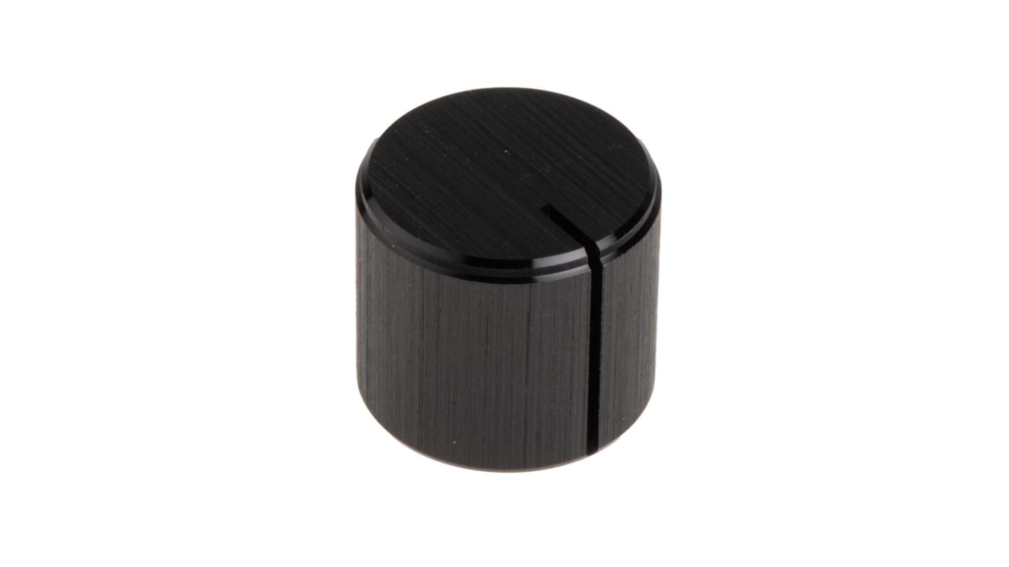 RS PRO 16mm Black Potentiometer Knob for 6.4mm Shaft Splined