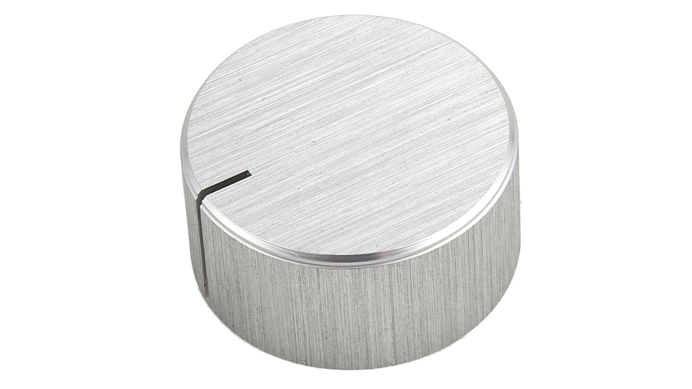 RS PRO 28mm Silver Potentiometer Knob for 6.4mm Shaft Splined