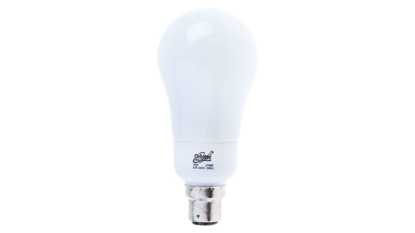 Orbitec Oval Energiesparlampe, 15 W L. 135 mm, Sockel B22 2700K Ø 65mm