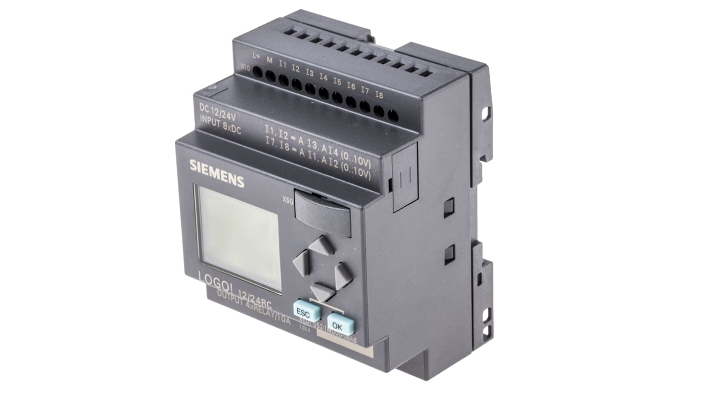 Módulo lógico Siemens, 8 entradas tipo Analógico, Digital, 4 salidas tipo Relé LOGO! 6, alimentación 12 → 24 V