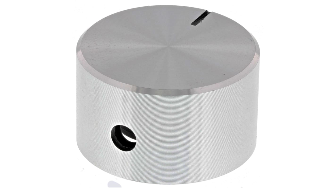 RS PRO 22mm Silver Potentiometer Knob for 4mm Shaft Splined