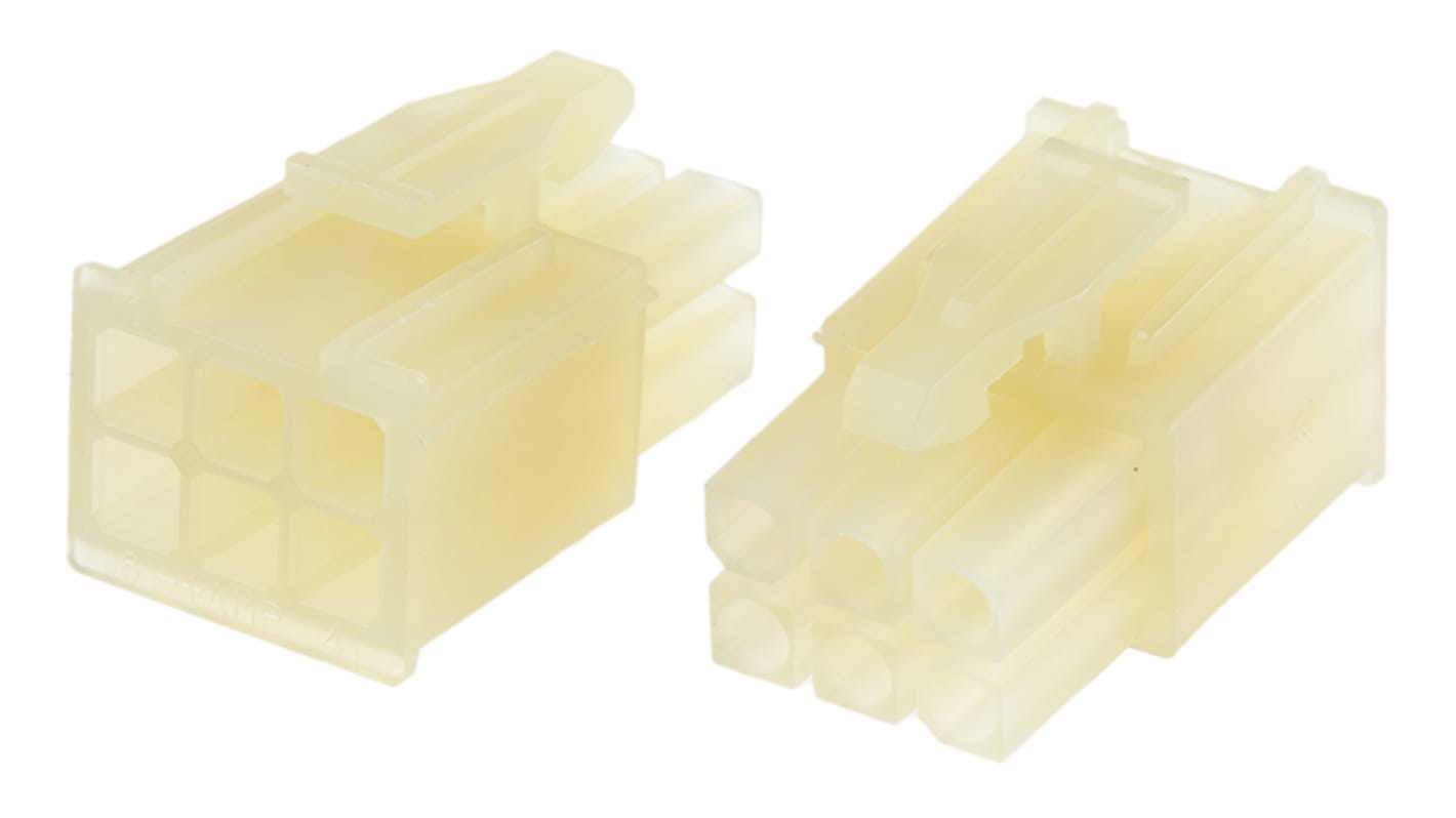 TE Connectivity Wire to Wire Connector Plug, 6P, 9.5A, 600 V ac