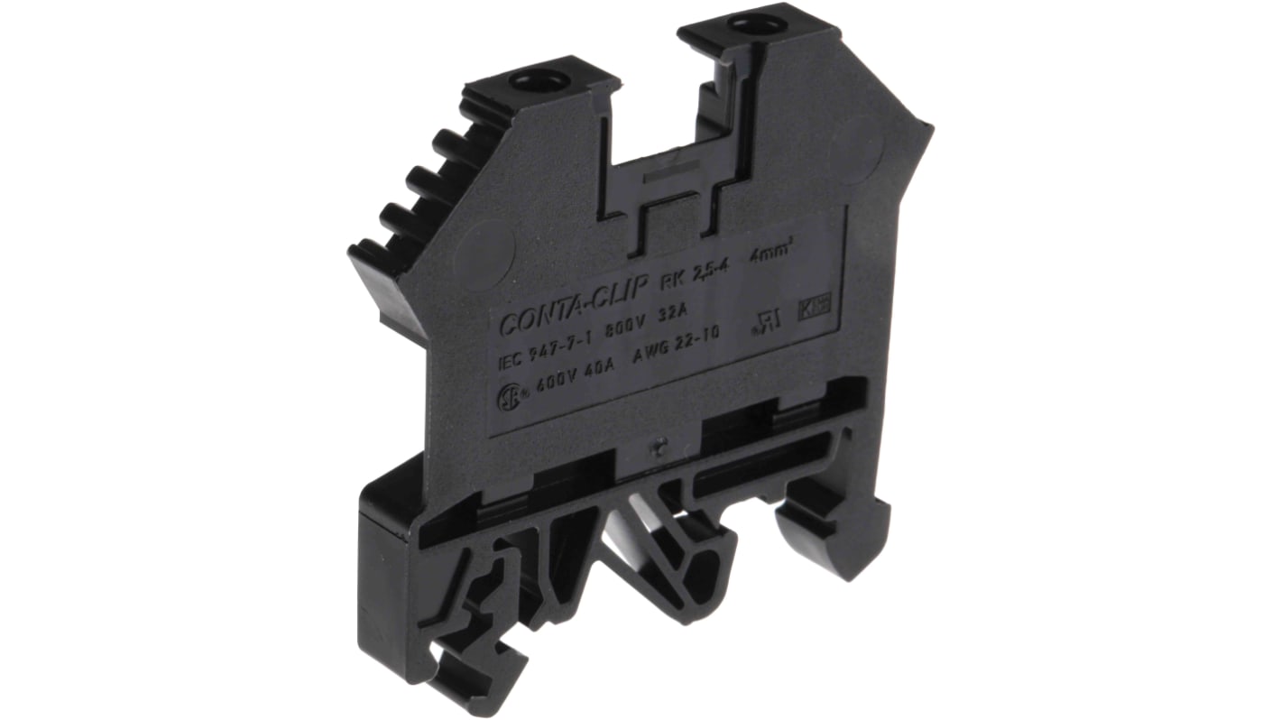 RS PRO Black, 0.2 → 4mm², Single-Level