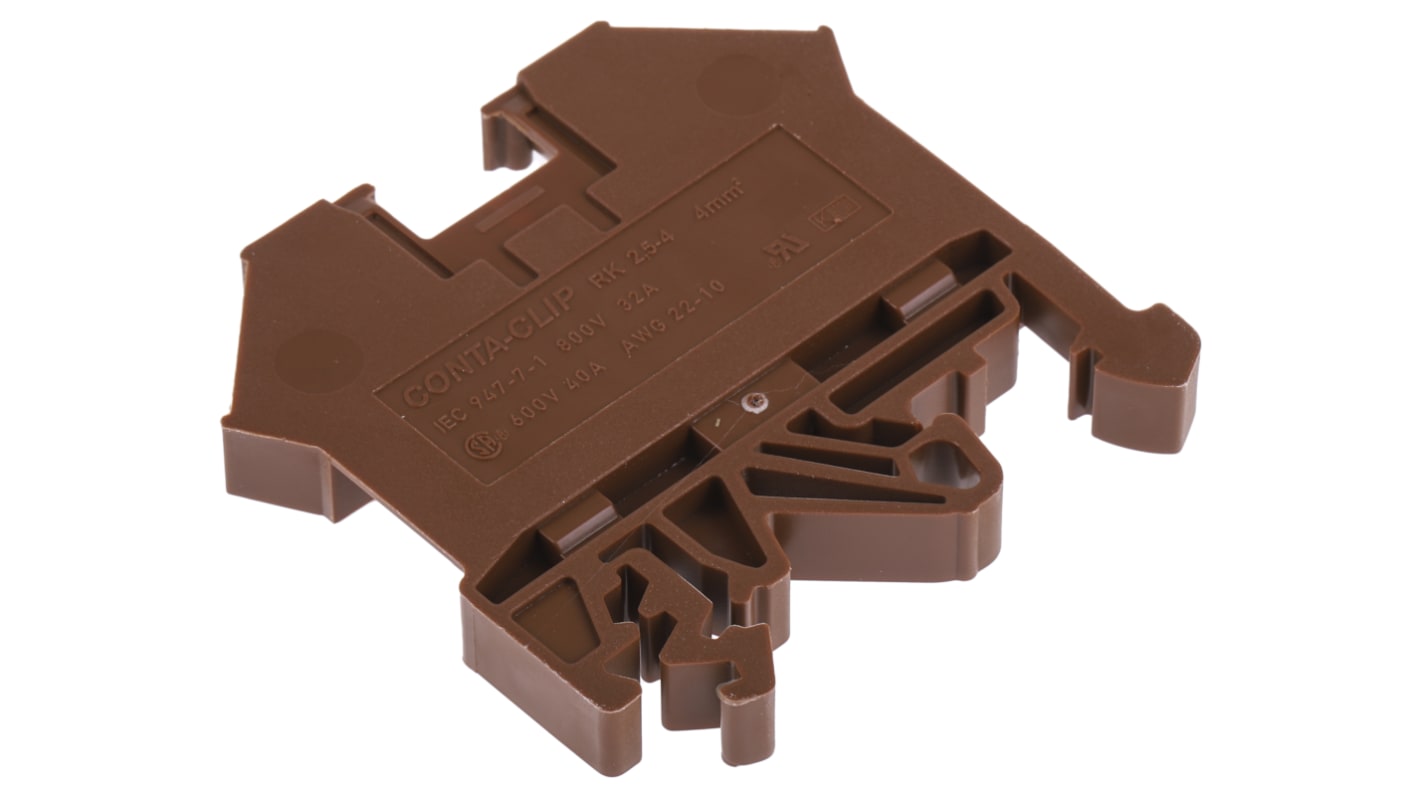 RS PRO Brown DIN Rail Terminal Block, 0.2 → 4mm², Single-Level