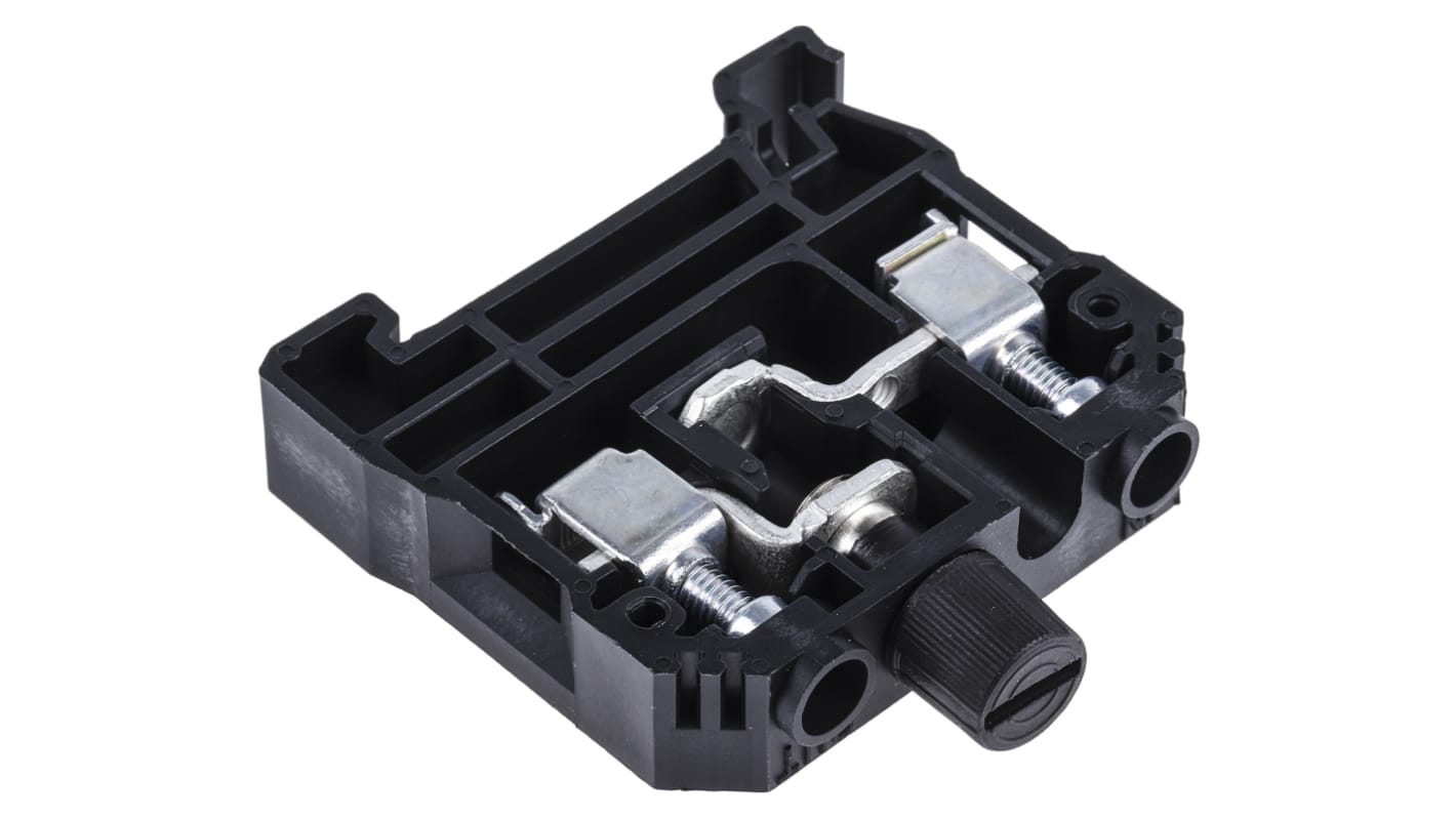 RS PRO Black Fused DIN Rail Terminal, 0.5 → 10mm², Screw Termination, Fused