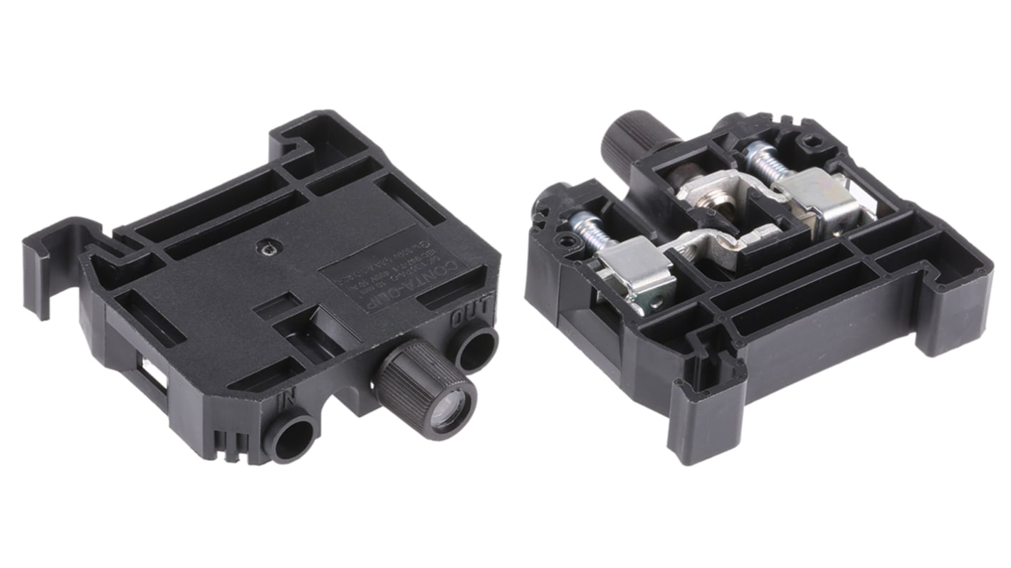 RS PRO Black Fused DIN Rail Terminal, 0.5 → 10mm², Screw Termination, Fused