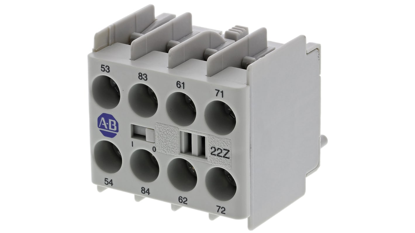 Allen Bradley Auxiliary Contact Block, 4 Contact, 2NC + 2NO, Snap-On