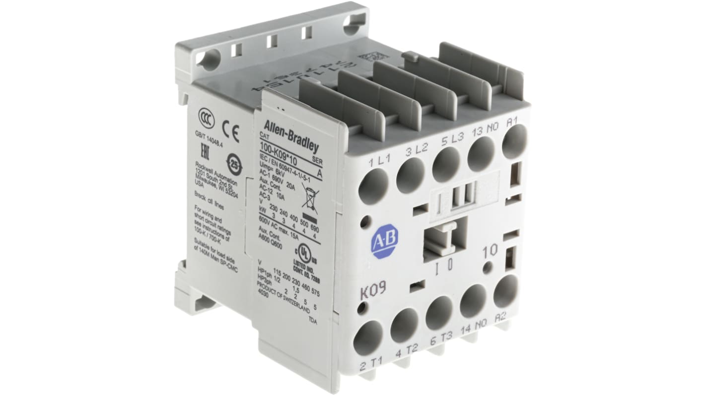 Stycznik 230 V ac Allen Bradley styki: 3 4 kW 9 A 3NO Śruba 100-K09KF10