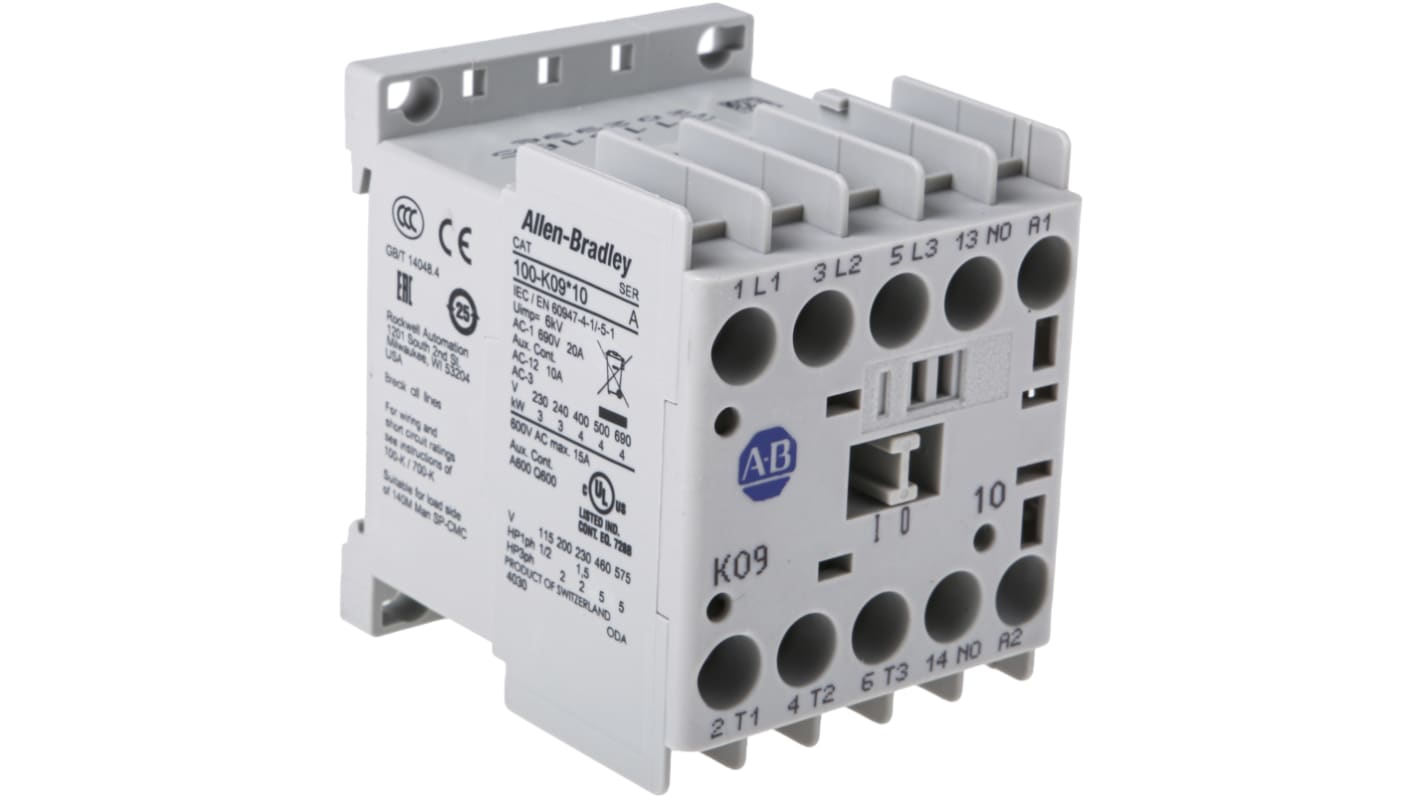 Allen Bradley 100 Series 100K Leistungsschütz 24 V dc-Spule, 3 -polig , 690 V ac / 9 A 4 kW 3 Schließer 1-Hilfskontakte