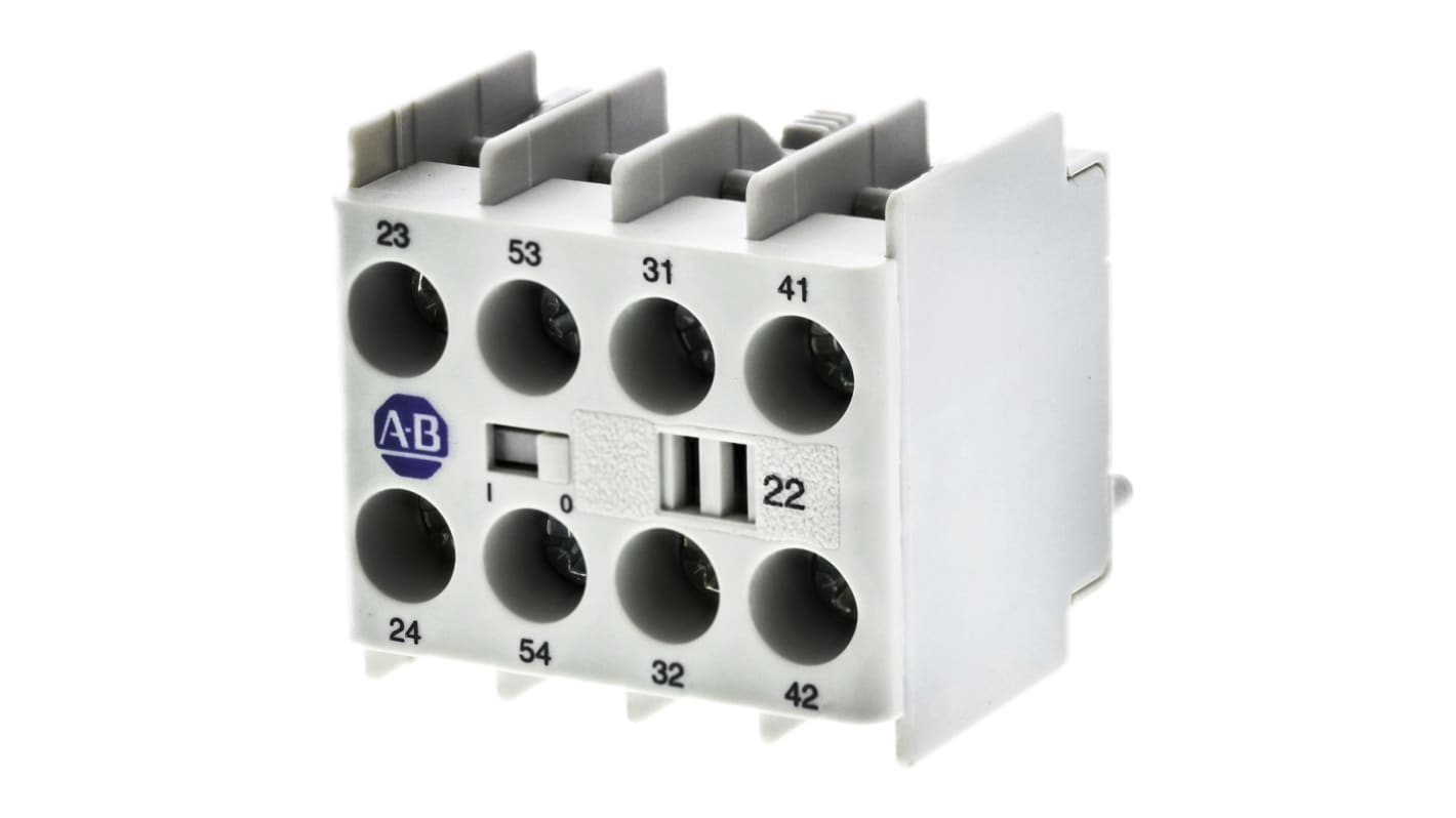 Allen Bradley Auxiliary Contact Block, 4 Contact, 2NC + 2NO, Snap-On 100K
