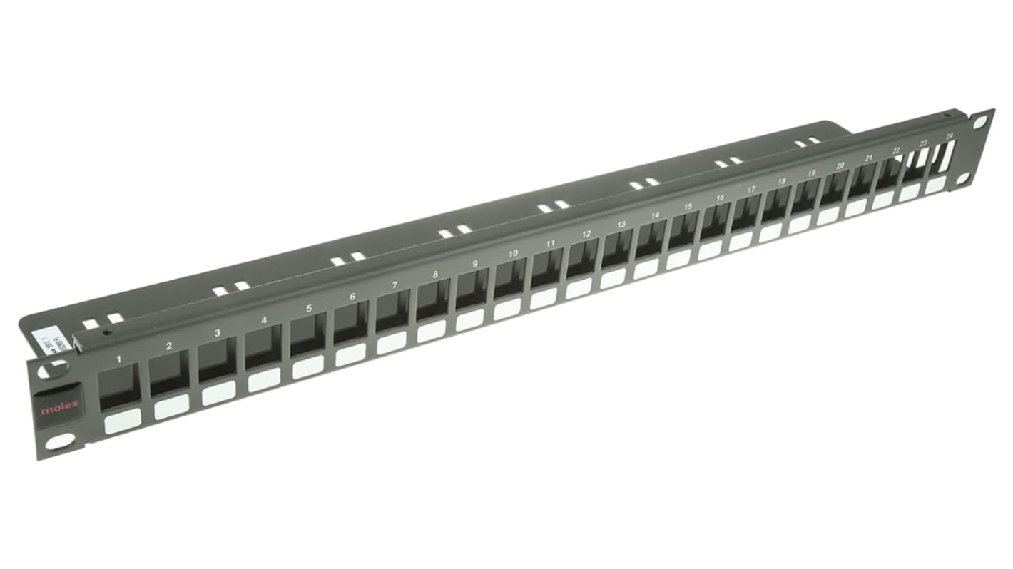 Molex Premise Networks Cat6 24 Port RJ45 Keystone Patch Panel 1U Grey