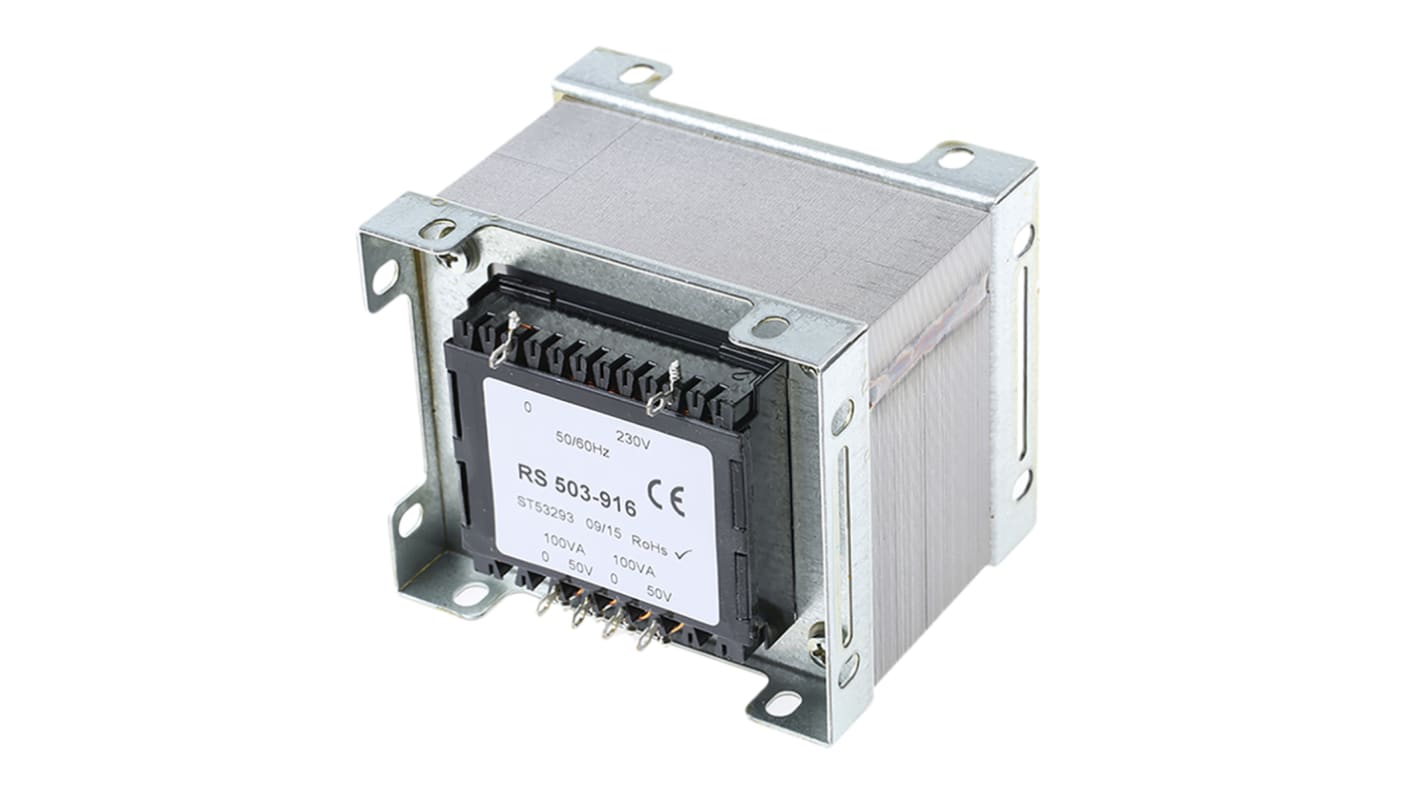 RS PRO 200VA 2 Output Chassis Mounting Transformer, 50V ac, IEC 61558-2-4