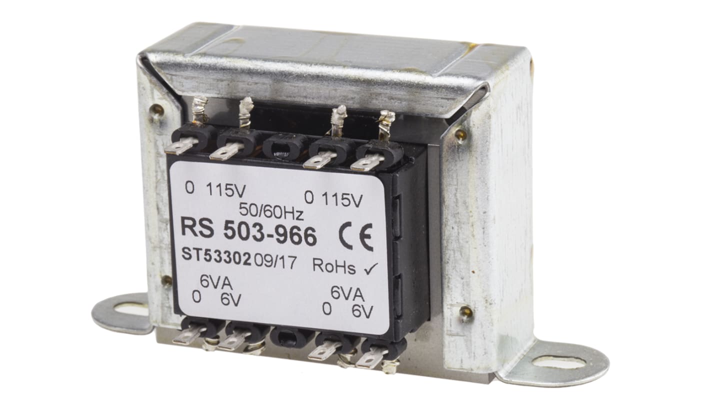 RS PRO 12VA 2 Output Chassis Mounting Transformer, 6V ac, IEC 61558-2-6