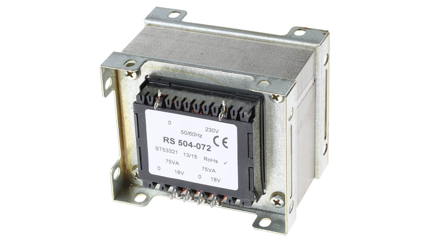 RS PRO 150VA 2 Output Chassis Mounting Transformer, 18V ac, IEC 61558-2-6