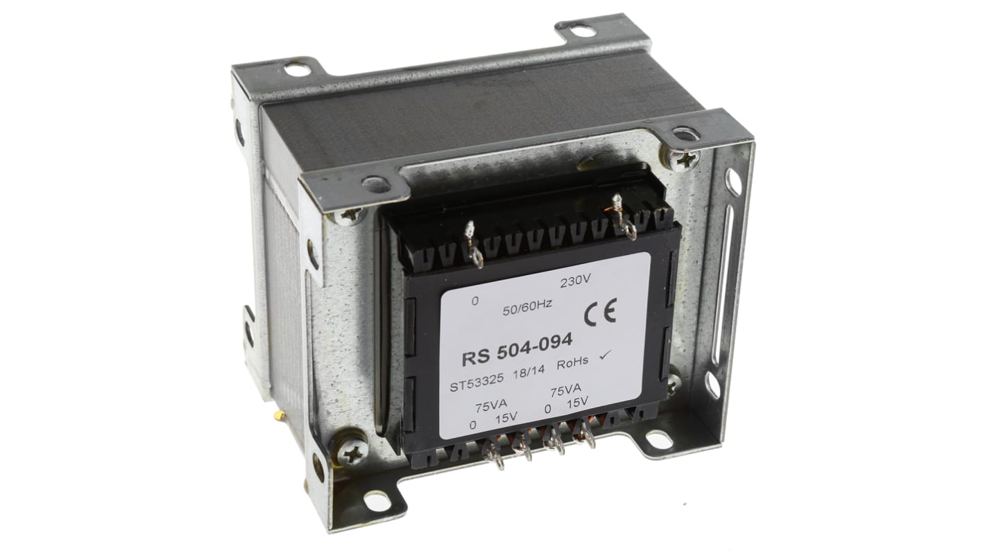 RS PRO 150VA 2 Output Chassis Mounting Transformer, 15V ac, IEC 61558-2-6