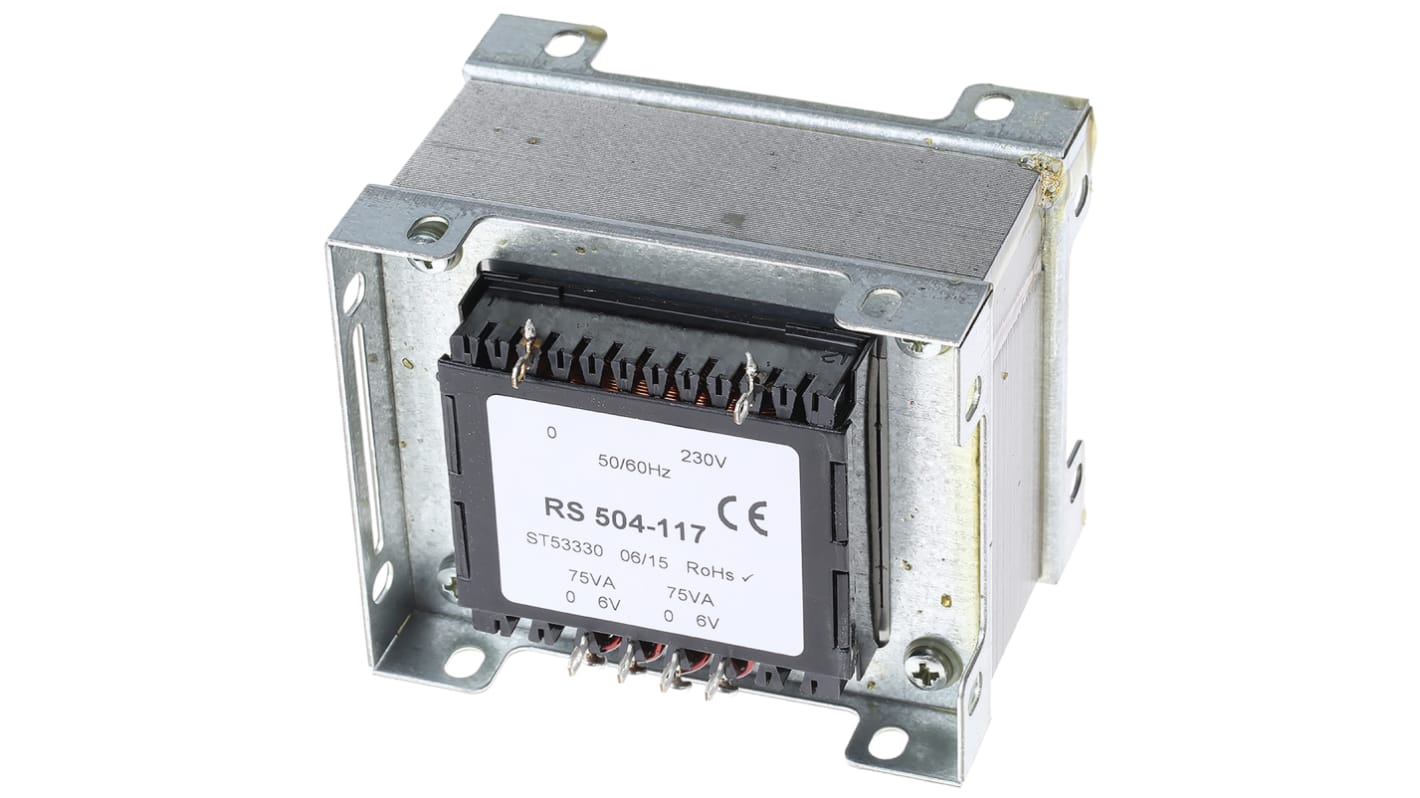 RS PRO 150VA 2 Output Chassis Mounting Transformer, 6V ac, IEC 61558-2-6