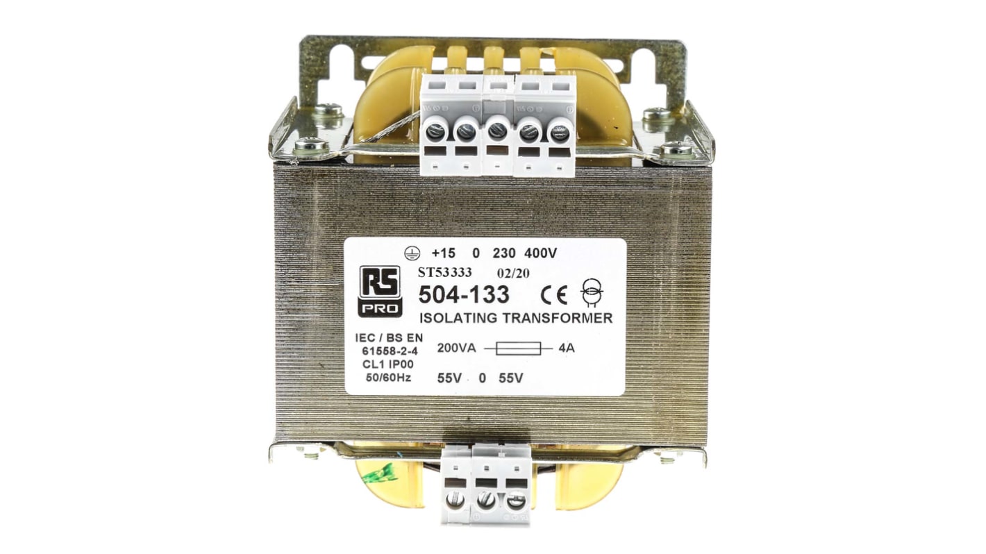 RS PRO シャーシ取り付け電源トランス,1次:230V ac,2次:55V ac RS PRO シャーシ取り付け電源トランス,1次:230V ac,2次:55V ac