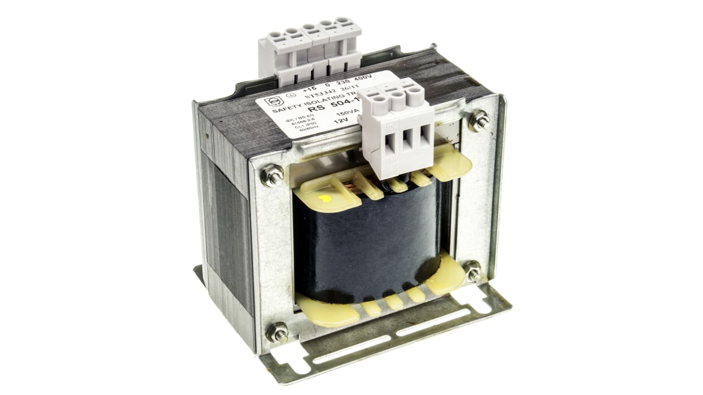 Trasformatore RS PRO, primario 230 V ac, 245 V ac, 400 V ac, 415V ca, secondario 12V ca 87%, 150VA, 1 uscite, Pannello