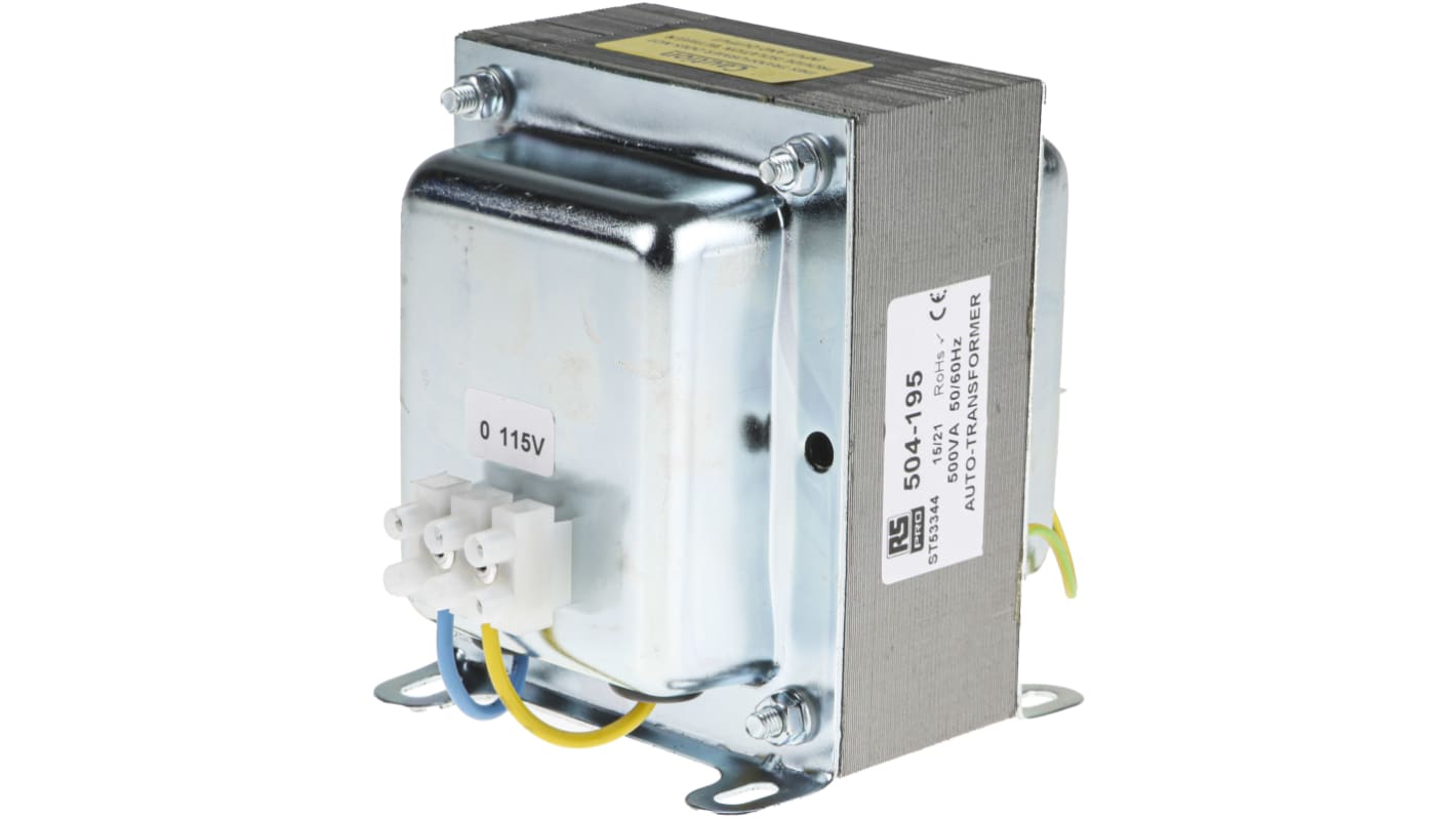 RS PRO 500VA Enclosed Autotransformer, 220 V ac, 230 V ac, 240 V ac Primary, 115V ac Secondary