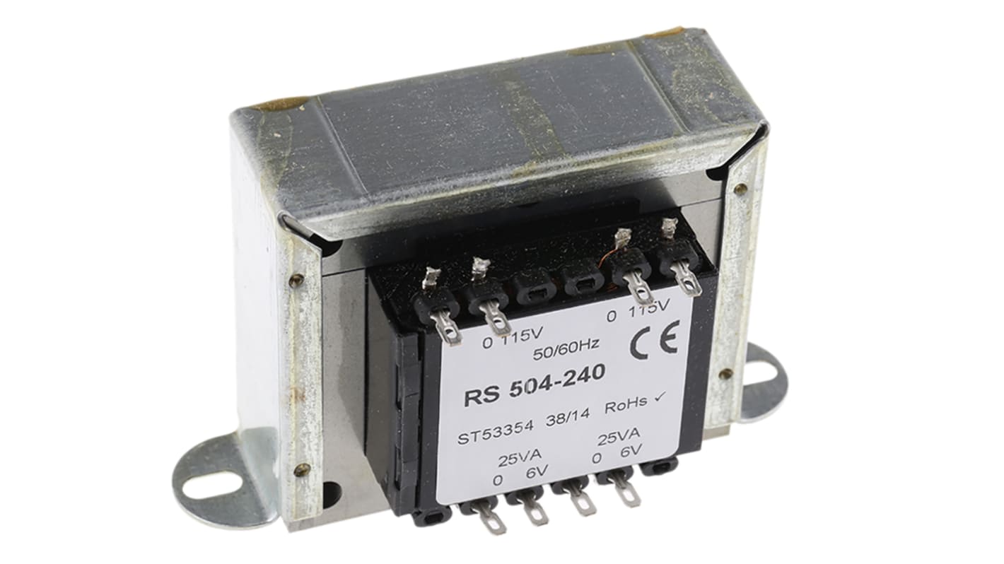 RS PRO 50VA 2 Output Chassis Mounting Transformer, 6V ac, IEC 61558-2-6