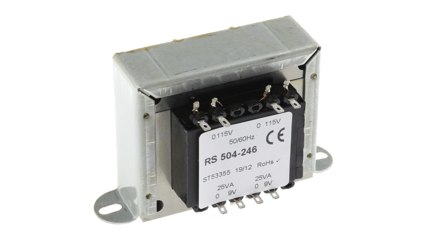 RS PRO 50VA 2 Output Chassis Mounting Transformer, 9V ac, IEC 61558-2-6